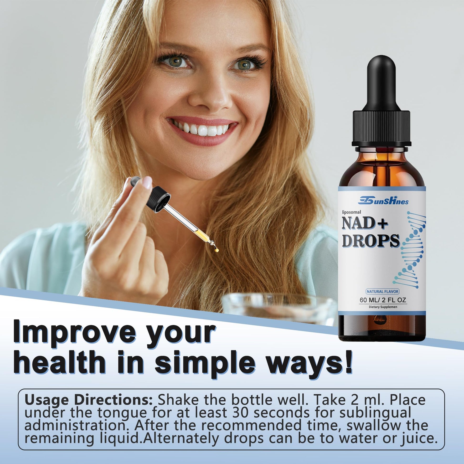 tsunshnes Liposomal NAD+800mg, NAD+ Supplement Drops - NMN or Nicotinamide Riboside Alternative, Healthy Aging Energy Metabolism and Vitality, NAD Liquid Supplement for Maximum Absorption - Maple Wellness Supplements