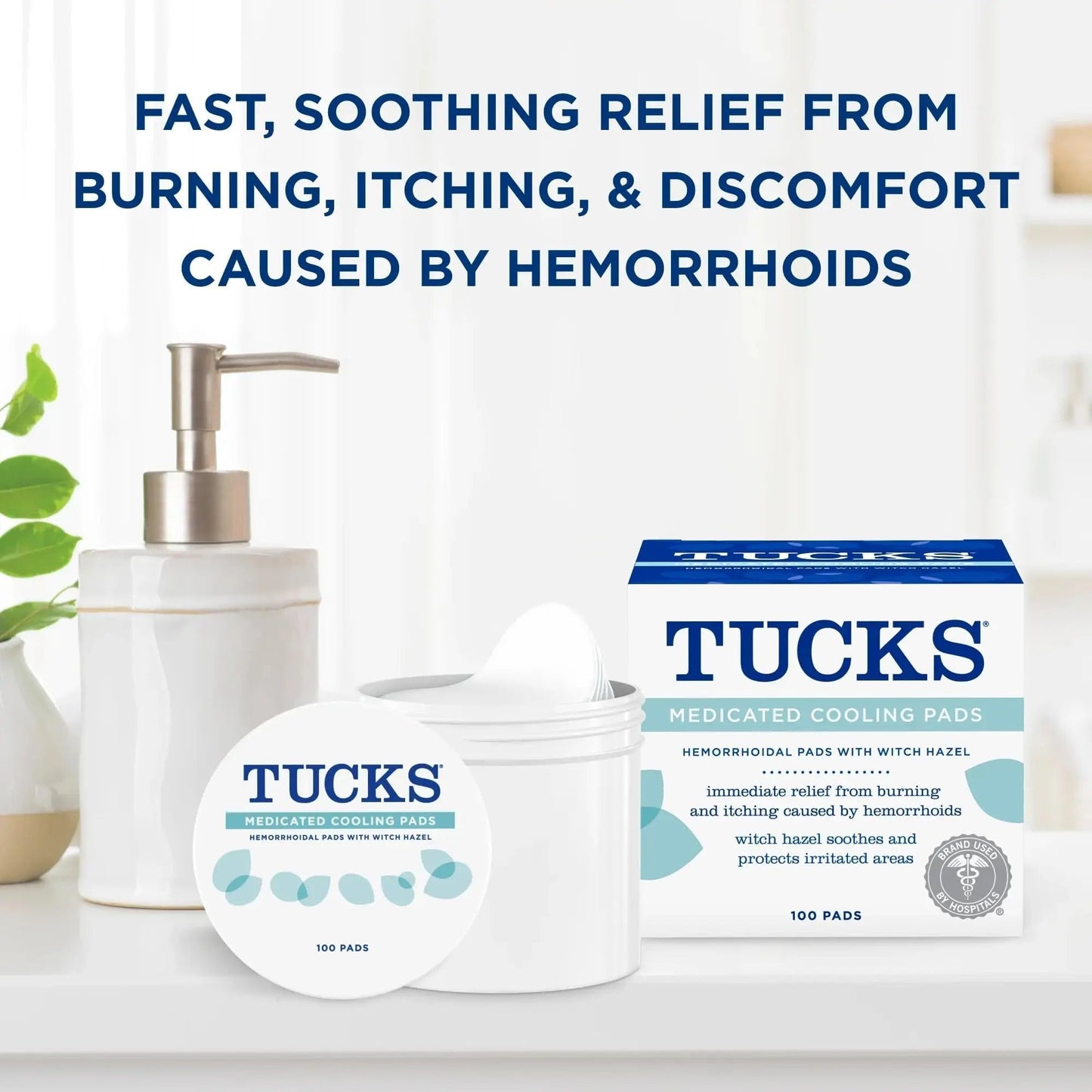 TUCKS Medicated Cooling Pads, 100 Count – Hemorrhoid Pads with Witch Hazel, Cleanses Sensitive Areas, Protects from Irritation, Hemorrhoid Treatment, Medicated Pads Used by Hospitals - Maple Wellness Supplements