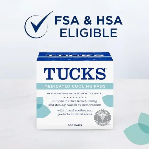 TUCKS Medicated Cooling Pads, 100 Count – Hemorrhoid Pads with Witch Hazel, Cleanses Sensitive Areas, Protects from Irritation, Hemorrhoid Treatment, Medicated Pads Used by Hospitals - Maple Wellness Supplements