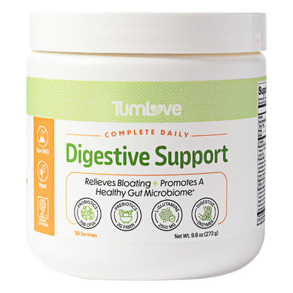 TumLove IBS Relief & Digestive Support Powder – Low FODMAP Certified, Probiotics, Prebiotics, Digestive Enzymes, L-Glutamine & 5 Soothing Herbs - Maple Wellness Supplements