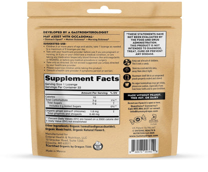 Tummydrops, No Sugar Strawberry Ginger Flavor, Gluten Free & Vegan, 33 Individually Wrapped Organic Ginger Lozenges Made with Organic Monkfruit - Maple Wellness Supplements