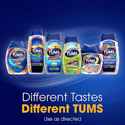 TUMS Antacid Chewable Tablets, Extra Strength for Heartburn Relief, Assorted Fruit - Maple Wellness Supplements