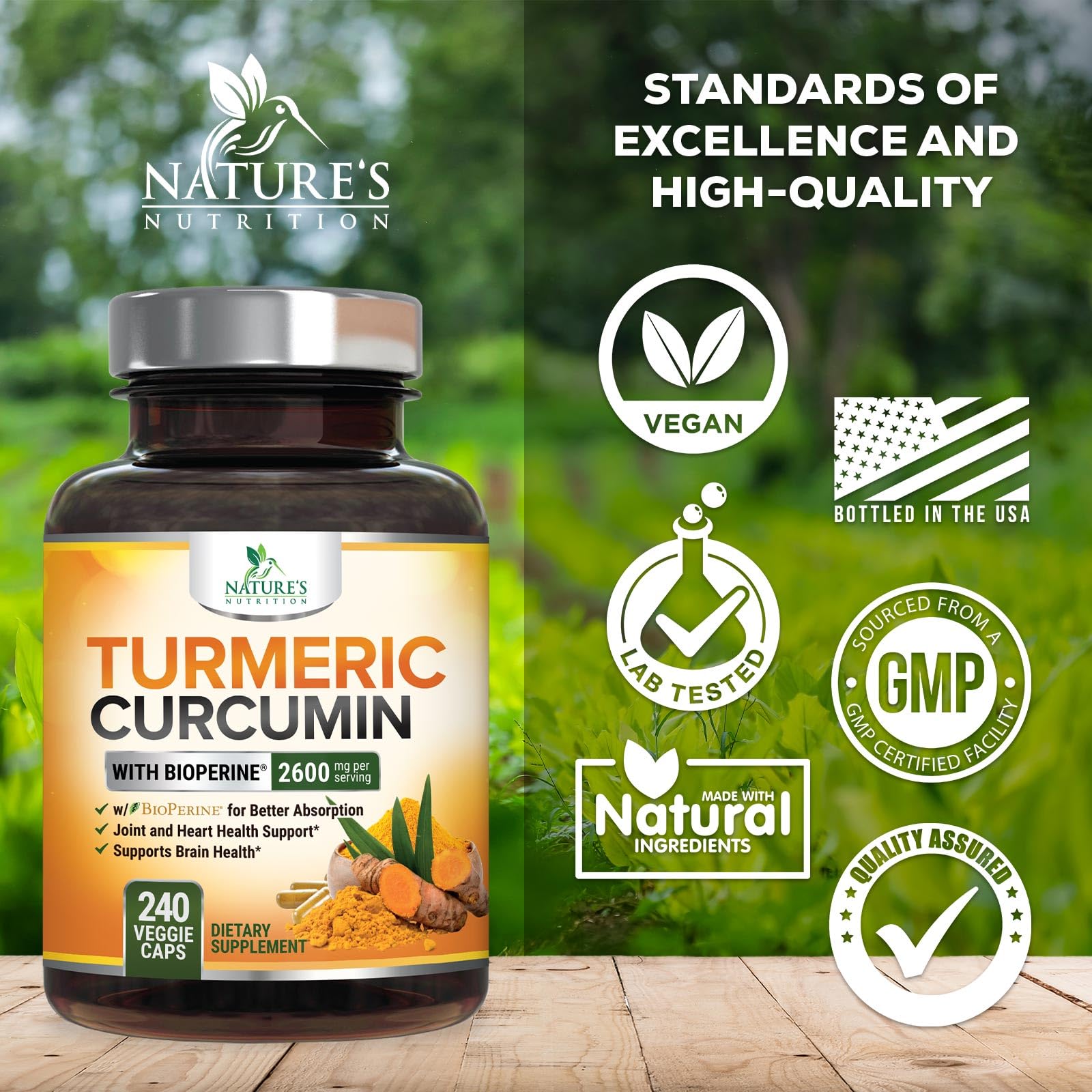 Turmeric Curcumin Supplement - 2400mg Organic Turmeric Per Serving - 95% Curcuminoids & BioPerine Black Pepper Extract for Best Absorption - Natural Vegan Joint Support - Maple Wellness Supplements