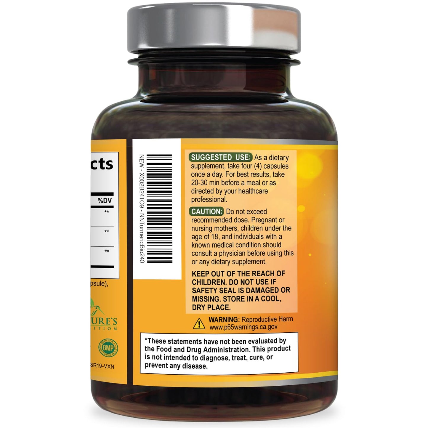 Turmeric Curcumin Supplement - 2400mg Organic Turmeric Per Serving - 95% Curcuminoids & BioPerine Black Pepper Extract for Best Absorption - Natural Vegan Joint Support - Maple Wellness Supplements