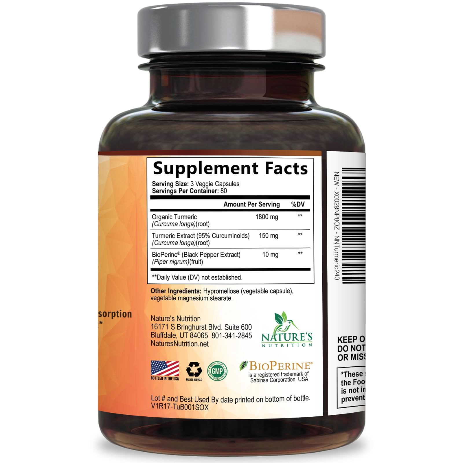 Turmeric Curcumin Supplement - 95% Curcuminoids with Organic Turmeric & BioPerine Black Pepper for Best Absorption - Daily Joint & Immune Health Support - Maple Wellness Supplements