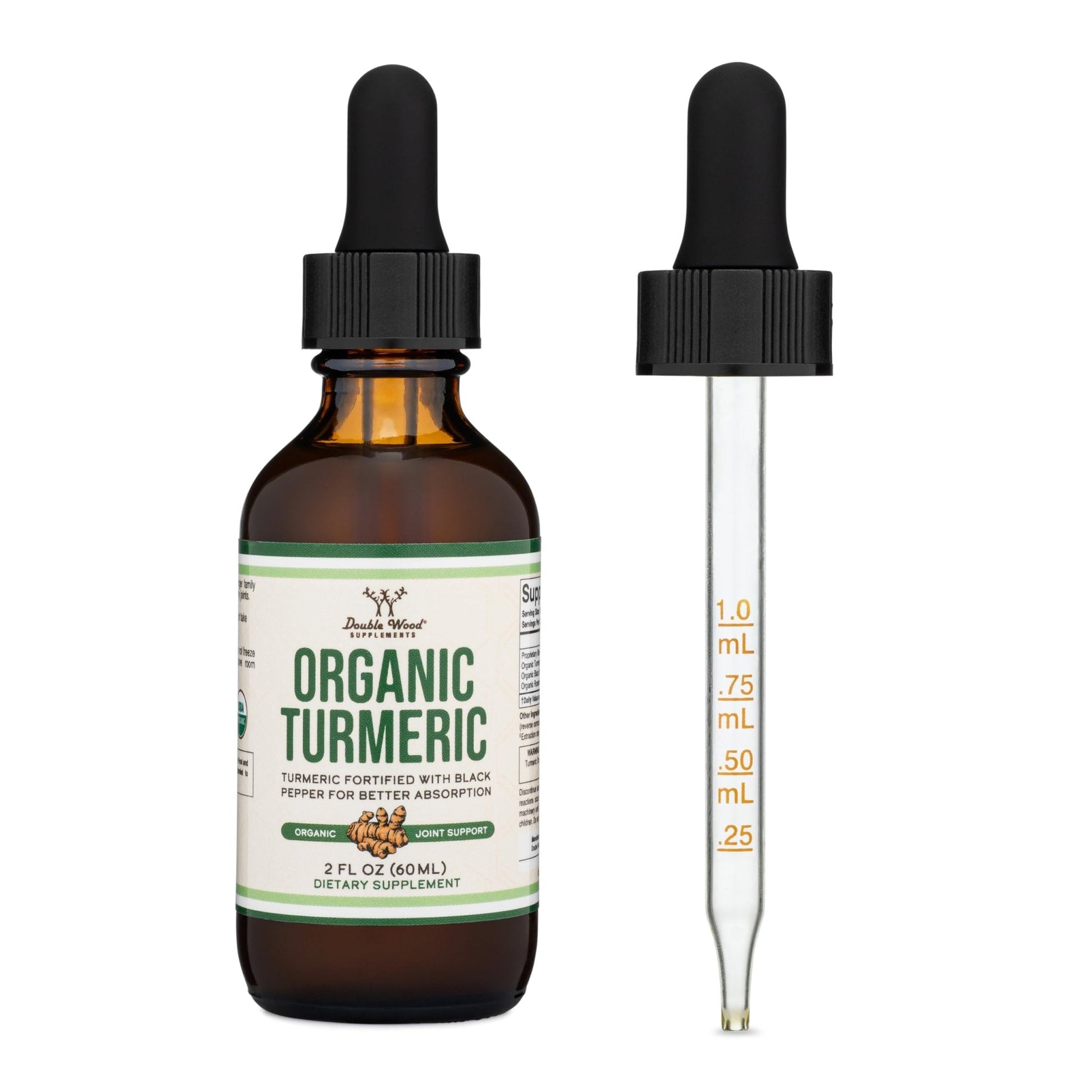 Turmeric Curcumin with Black Pepper Drops - Organic Turmeric Supplement Drops 1,180mg - 2FL OZ, 60 Servings (with Black Pepper Seed, Ginger, Rosemary, and Sage) - Maple Wellness Supplements