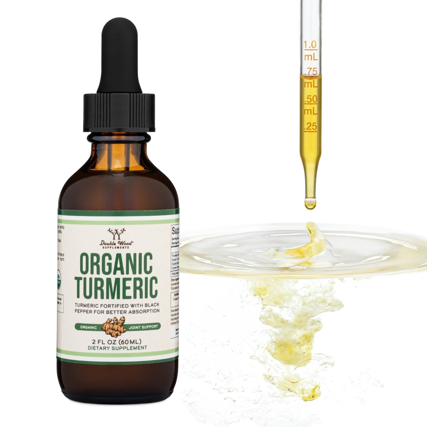 Turmeric Curcumin with Black Pepper Drops - Organic Turmeric Supplement Drops 1,180mg - 2FL OZ, 60 Servings (with Black Pepper Seed, Ginger, Rosemary, and Sage) - Maple Wellness Supplements