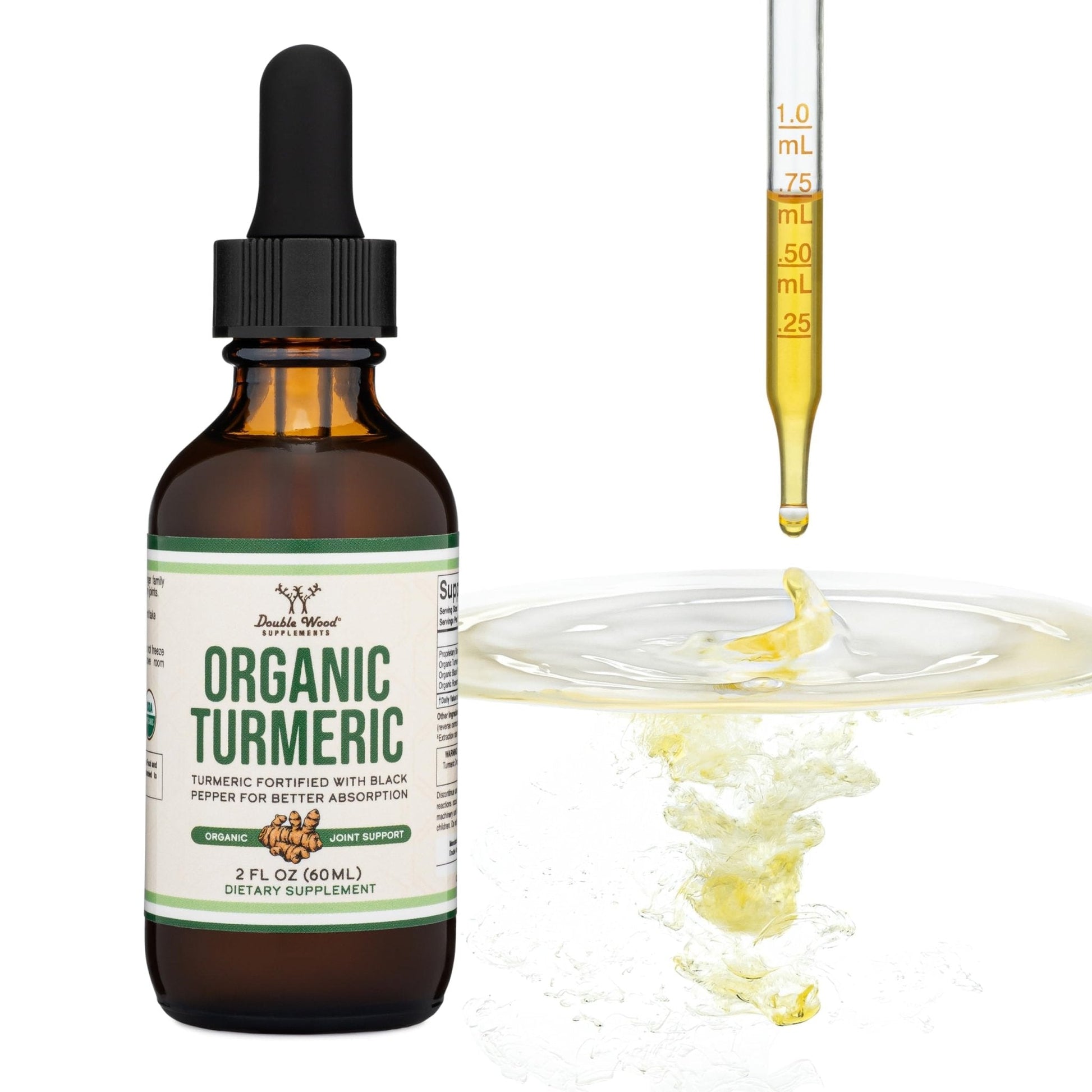Turmeric Curcumin with Black Pepper Drops - Organic Turmeric Supplement Drops 1,180mg - 2FL OZ, 60 Servings (with Black Pepper Seed, Ginger, Rosemary, and Sage) - Maple Wellness Supplements