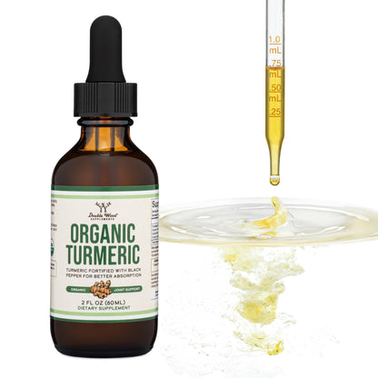 Turmeric Curcumin with Black Pepper Drops - Organic Turmeric Supplement Drops 1,180mg - 2FL OZ, 60 Servings (with Black Pepper Seed, Ginger, Rosemary, and Sage) - Maple Wellness Supplements