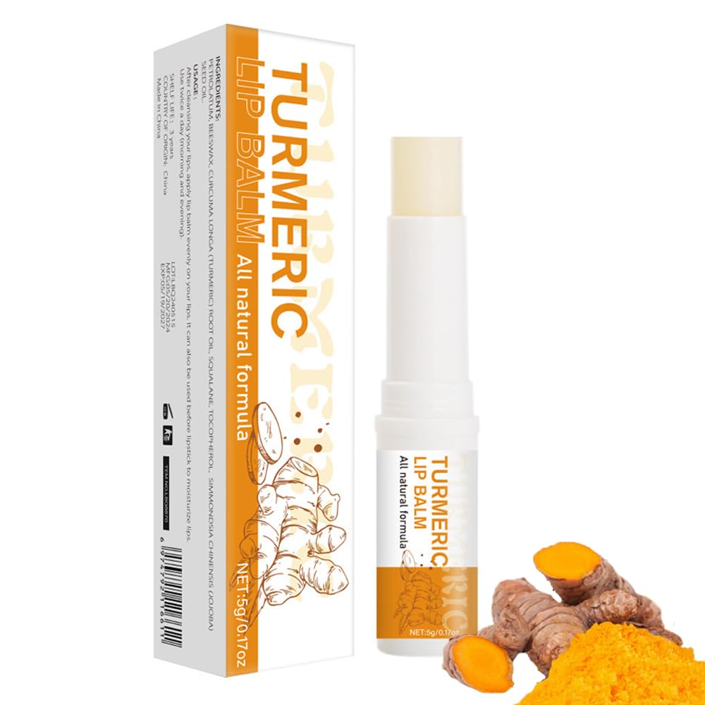 Turmeric Lip Balm for Smokers With Root Oil - Brightening for Dark Lips, Long-Lasting Moisturizer for Dry - Maple Wellness Supplements