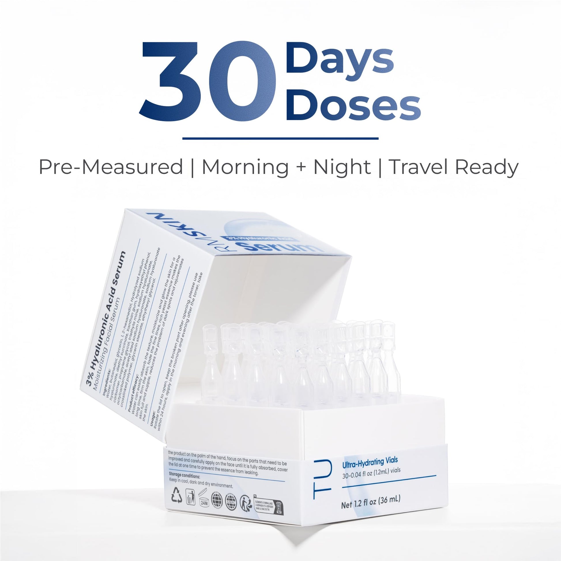 TURMSKIN® Hyaluronic Acid Serum Ampoules [ULTRA HYDRATING VIALS] - 3% Hyaluron Booster for Glass Skin & Anti Aging - 24 Hours Hydration - Maple Wellness Supplements