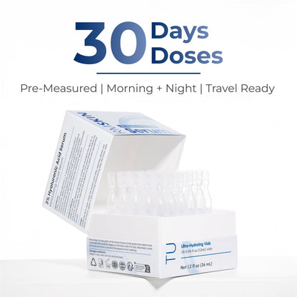 TURMSKIN® Hyaluronic Acid Serum Ampoules [ULTRA HYDRATING VIALS] - 3% Hyaluron Booster for Glass Skin & Anti Aging - 24 Hours Hydration - Maple Wellness Supplements