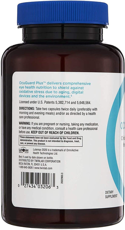 Twinlab Ocuguard Plus - Eye Supplement with Zinc, Vitamin A, C & D - 60 Veggie Capsules - Maple Wellness Supplements