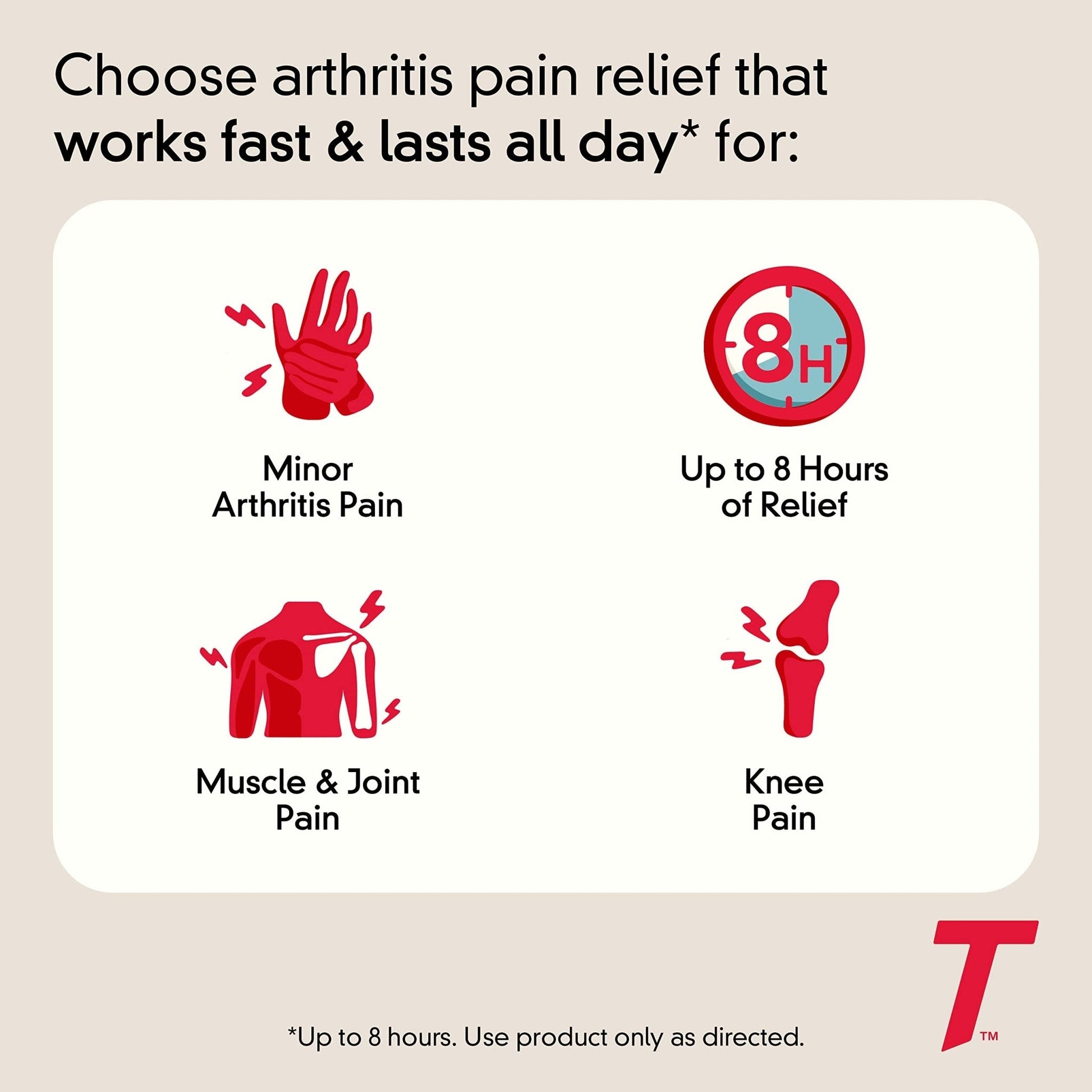 Tylenol 8HR Arthritis Pain Relief Caplets, Fast, Strong Pain Relief, 650 mg Acetaminophen for Minor Arthritis & Joint Pain, Fever Reducer, Extended Release, Won't Irritate Stomach, 100 Count - Maple Wellness Supplements
