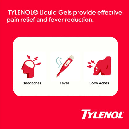 Tylenol Extra Strength Liquid Gels, Fast, Strong Pain Relief, Fever Reducer for Adults with 500 mg Acetaminophen, Fast-Acting Liquid Gel Capsules for Headaches & Minor Pain Relief, 40 Count - Maple Wellness Supplements