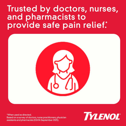 Tylenol Extra Strength Pain Relief Pills, Fast, Strong Pain Relief, Acetaminophen 500 mg Caplets, Pain Reliever & Fever Reducer Medicine for Headache, Backache, Toothache & Minor Arthritis, 100 Count - Maple Wellness Supplements