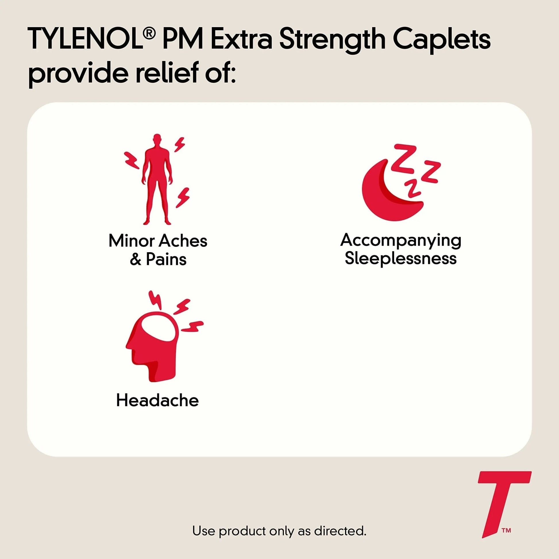 Tylenol PM Extra Strength Nighttime Pain Reliever & Sleep Aid Caplets, Fast, Strong Pain Relief, 500 mg Acetaminophen & 25 mg Diphenhydramine HCl, Non-Habit Forming Medicine for Aches & Cramps, 100 Ct - Maple Wellness Supplements