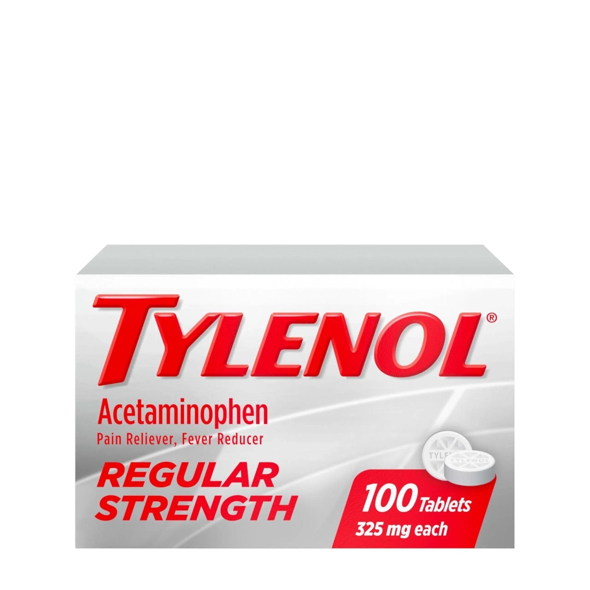 Tylenol Regular Strength Tablets with 325 mg of Acetaminophen, Fever Reducer & Pain Reliever for Headache, Backache, Muscle Aches, Joint Pain & Menstrual Cramps, 100 ct - Maple Wellness Supplements