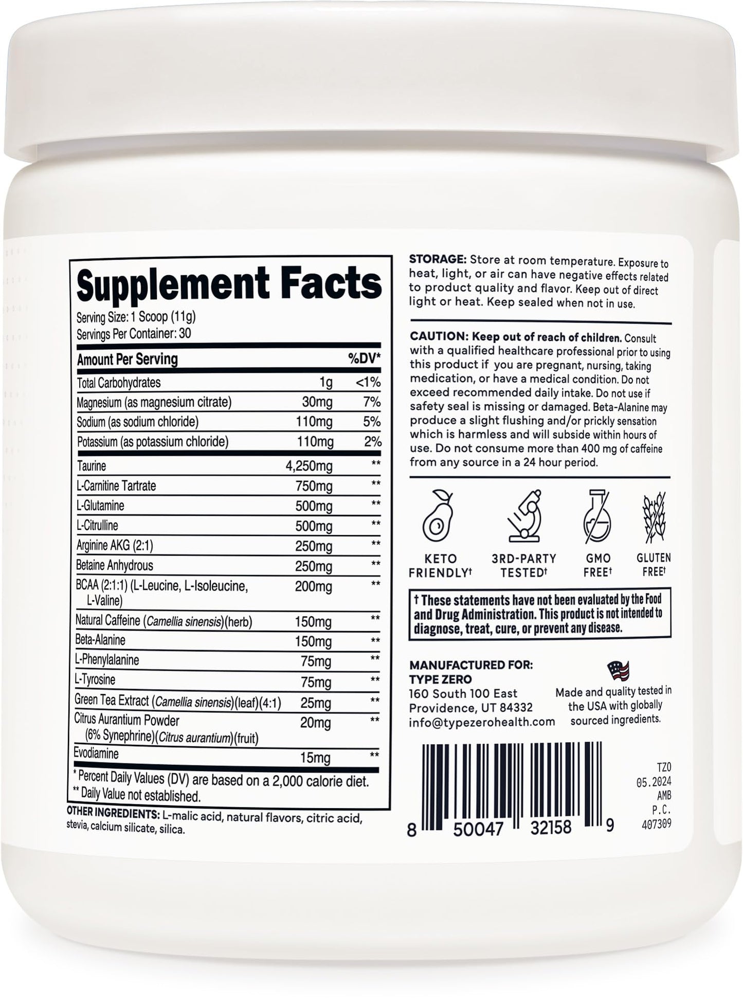 Type Zero Amino Burn Vegan BCAAs + Pre-Workout (Pina Colada Flavored) - Maple Wellness Supplements