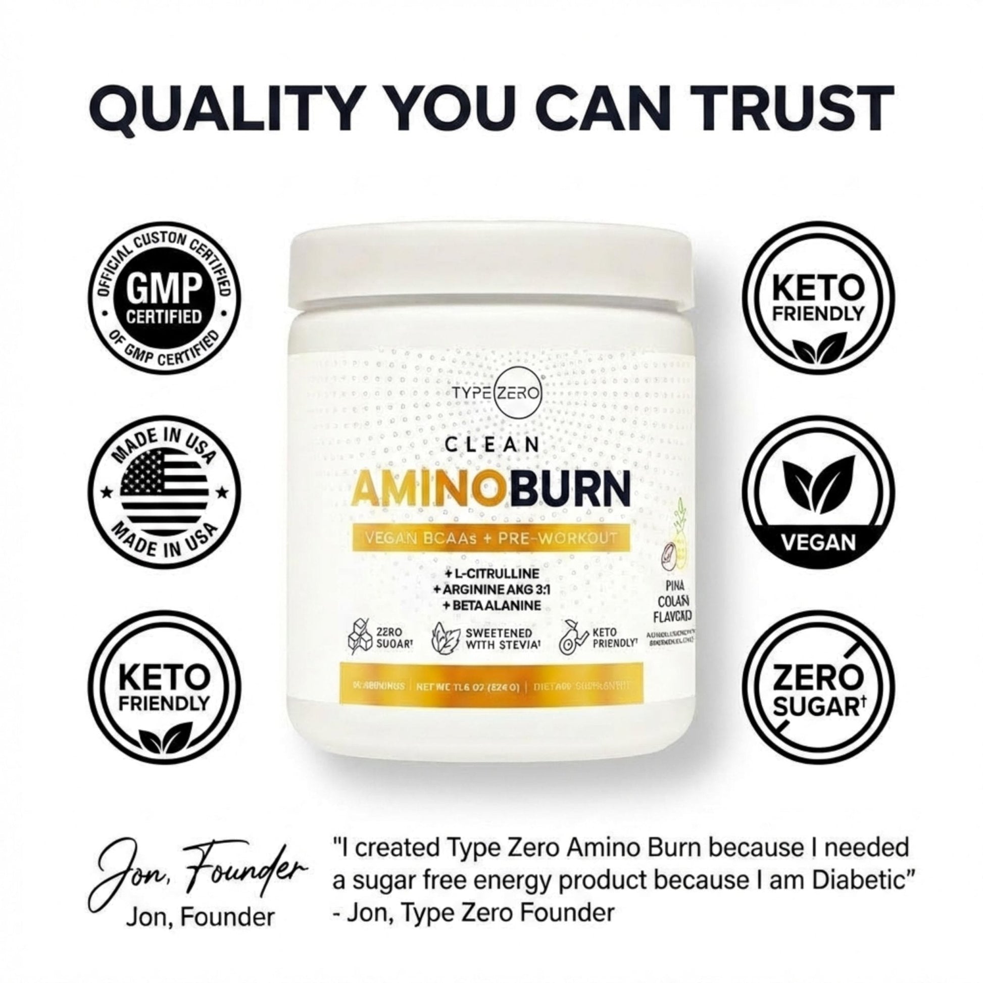 Type Zero Amino Burn Vegan BCAAs + Pre-Workout (Pina Colada Flavored) - Maple Wellness Supplements
