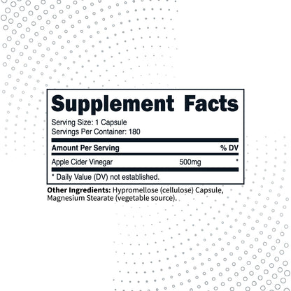 Type Zero Apple Cider Vinegar Capsules (180 Count) 500mg Per Serving - Non-GMO, Gluten-Free Supplement - Maple Wellness Supplements