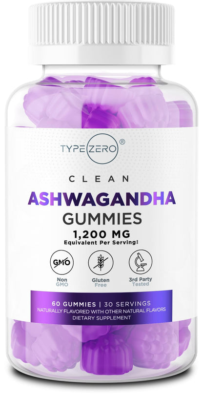 Type Zero Ashwagandha Gummies 60 Gummies for 30 Servings Per Bottle - Ashwagandha Herbal Extract Supplement, Gluten Free, GMO Free - Maple Wellness Supplements