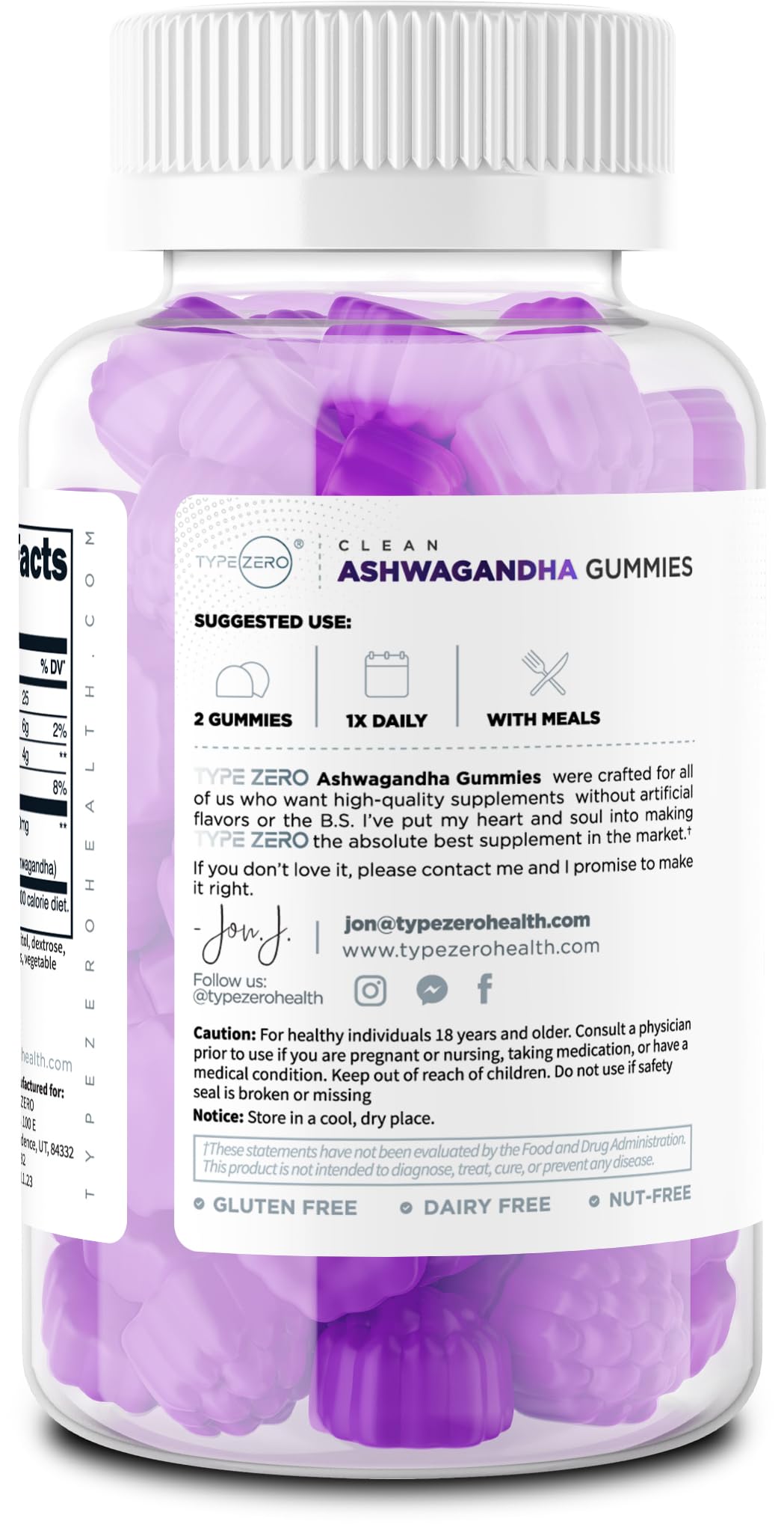 Type Zero Ashwagandha Gummies 60 Gummies for 30 Servings Per Bottle - Ashwagandha Herbal Extract Supplement, Gluten Free, GMO Free - Maple Wellness Supplements
