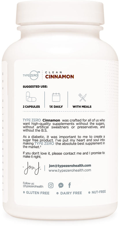 Type Zero Ceylon Cinnamon Capsules (1200mg | 120 Capsules) - Natural, Non-GMO, Gluten Free, Organic Cinnamon Bark Supplement - Maple Wellness Supplements