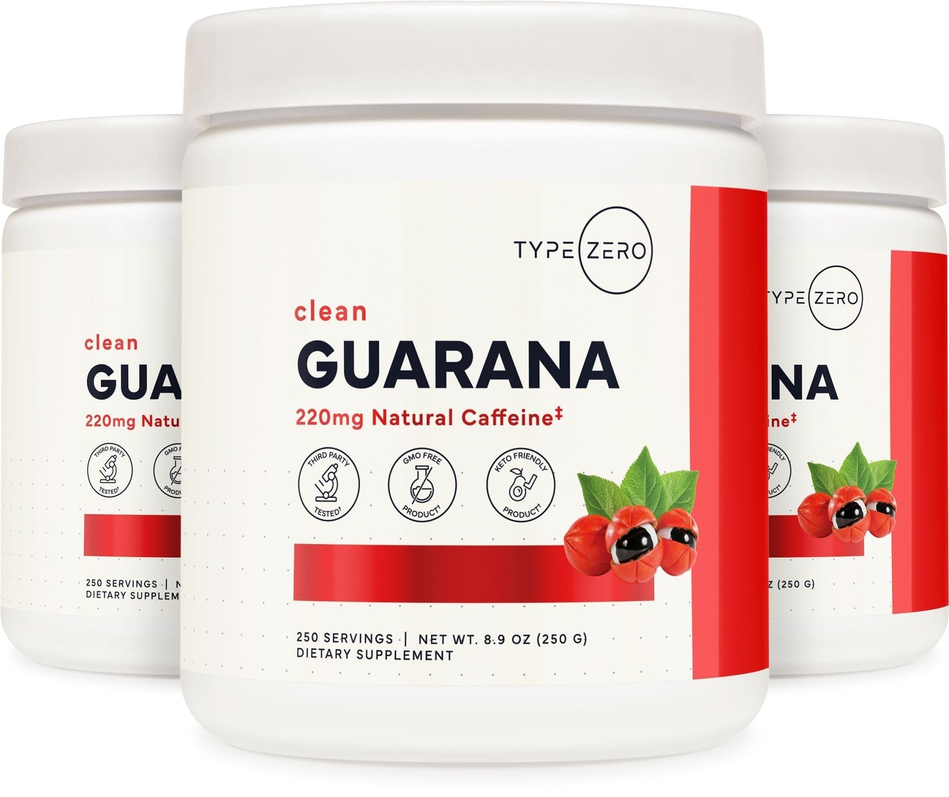 Type Zero Clean Guarana Powder Drink Mix (250 Servings, Unflavored) - 220 MG Caffeine Per Serving, Natural Caffeine, Non GMO, Gluten Free - Maple Wellness Supplements