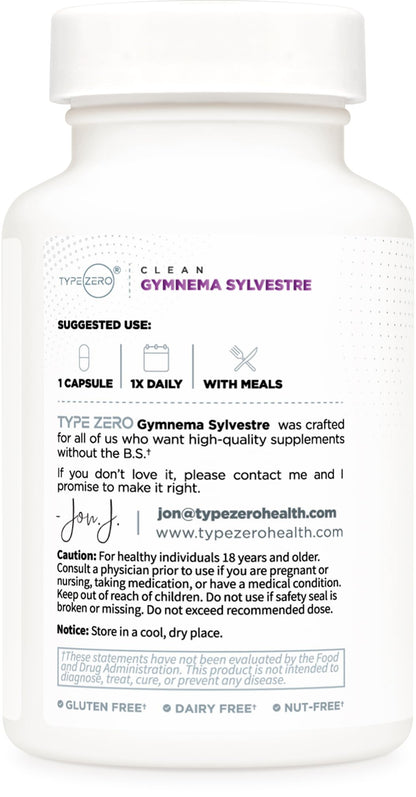 Type Zero Clean Gymnema Sylvestre 3,500mg Equivalent from 175mg of 20:1 Extract Per Serving, 120 Capsules for 120 Servings Per Bottle, Non-GMO. Gluten Free - Maple Wellness Supplements