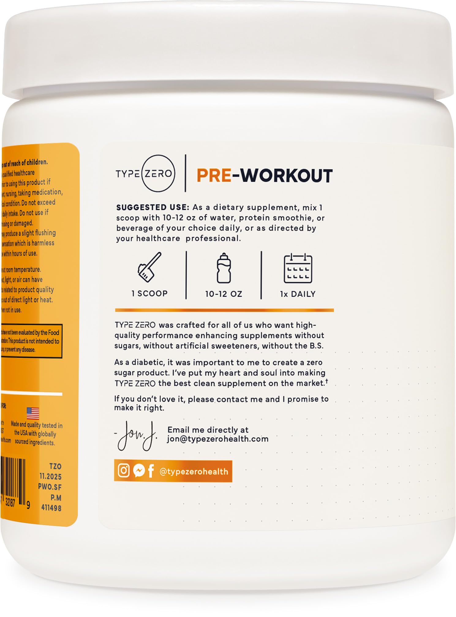 Type Zero Clean Stim Free Pre Workout Powder + Nitric Oxide Booster with L-Citrulline Malate, Arginine AKG, Beta Alanine - Caffeine & Stimulant Free - Pineapple Mango Flavor, 21 Servings - Maple Wellness Supplements