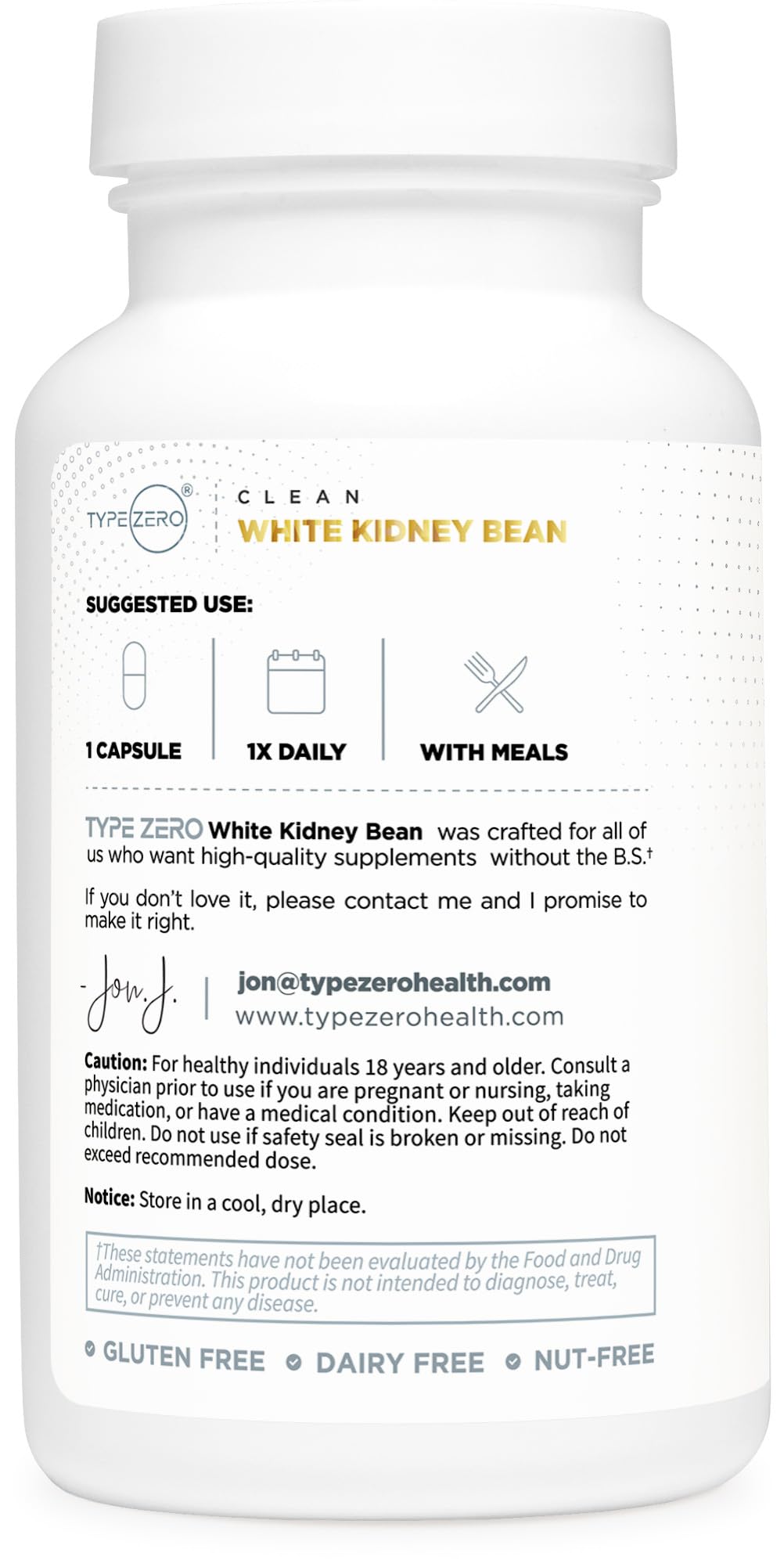 Type Zero Clean White Kidney Bean Capsules (6,500 MG Equivalent Per Serving, 90 Count) - Non-GMO, Gluten Free - Maple Wellness Supplements