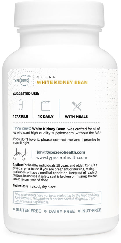 Type Zero Clean White Kidney Bean Capsules (6,500 MG Equivalent Per Serving, 90 Count) - Non-GMO, Gluten Free - Maple Wellness Supplements