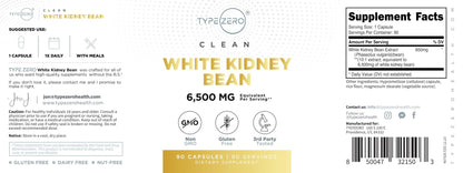 Type Zero Clean White Kidney Bean Capsules (6,500 MG Equivalent Per Serving, 90 Count) - Non-GMO, Gluten Free - Maple Wellness Supplements