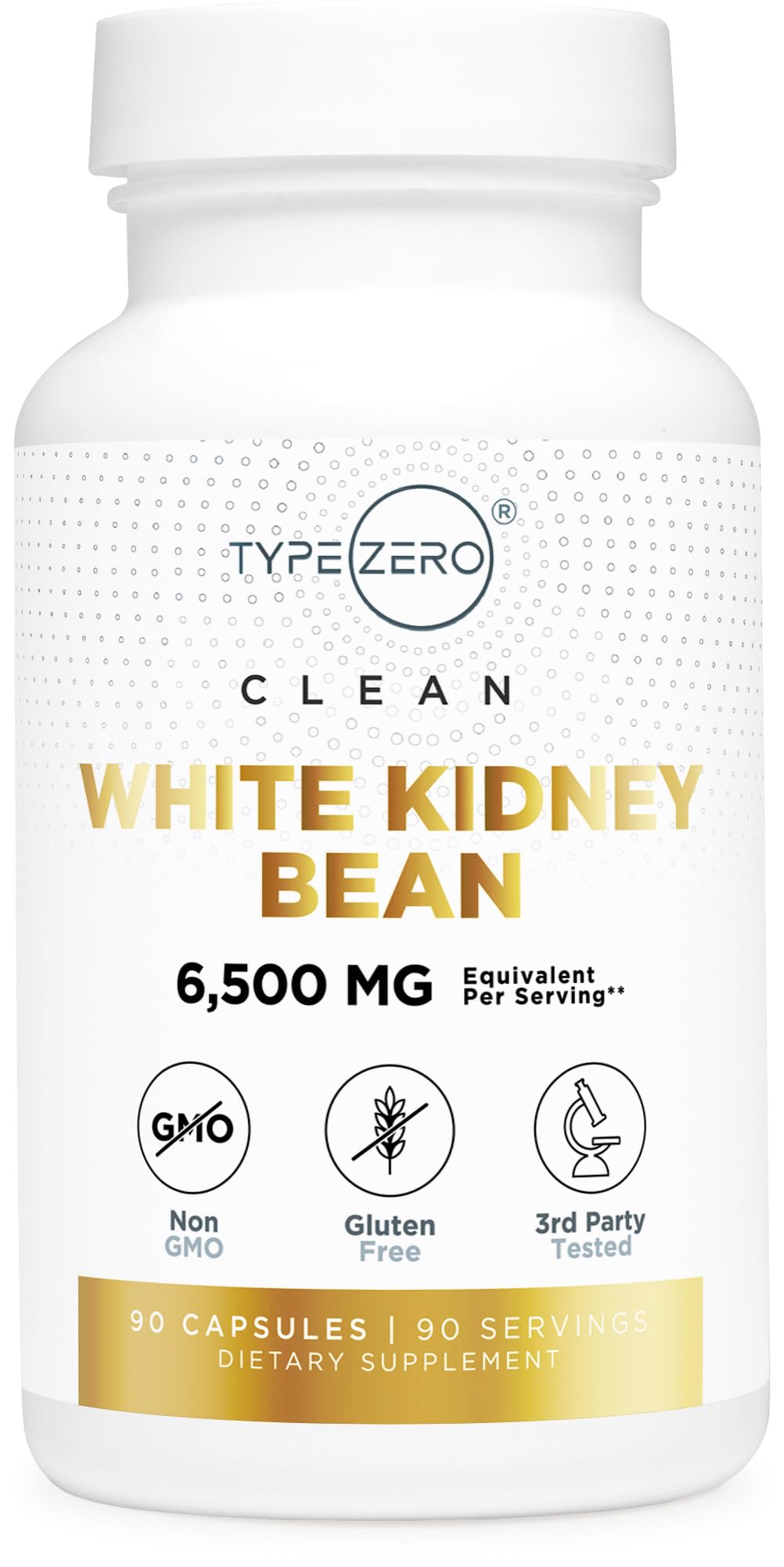 Type Zero Clean White Kidney Bean Capsules (6,500 MG Equivalent Per Serving, 90 Count) - Non-GMO, Gluten Free - Maple Wellness Supplements