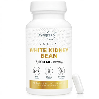 Type Zero Clean White Kidney Bean Capsules (6,500 MG Equivalent Per Serving, 90 Count) - Non-GMO, Gluten Free - Maple Wellness Supplements