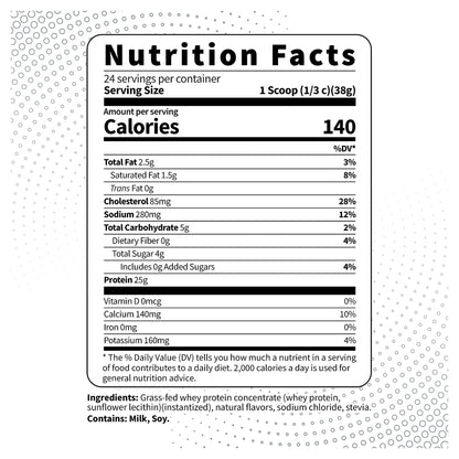 Type Zero Grass Fed Whey Protein Concentrate Powder (Vanilla, 2LBS) - Gluten Free - Maple Wellness Supplements