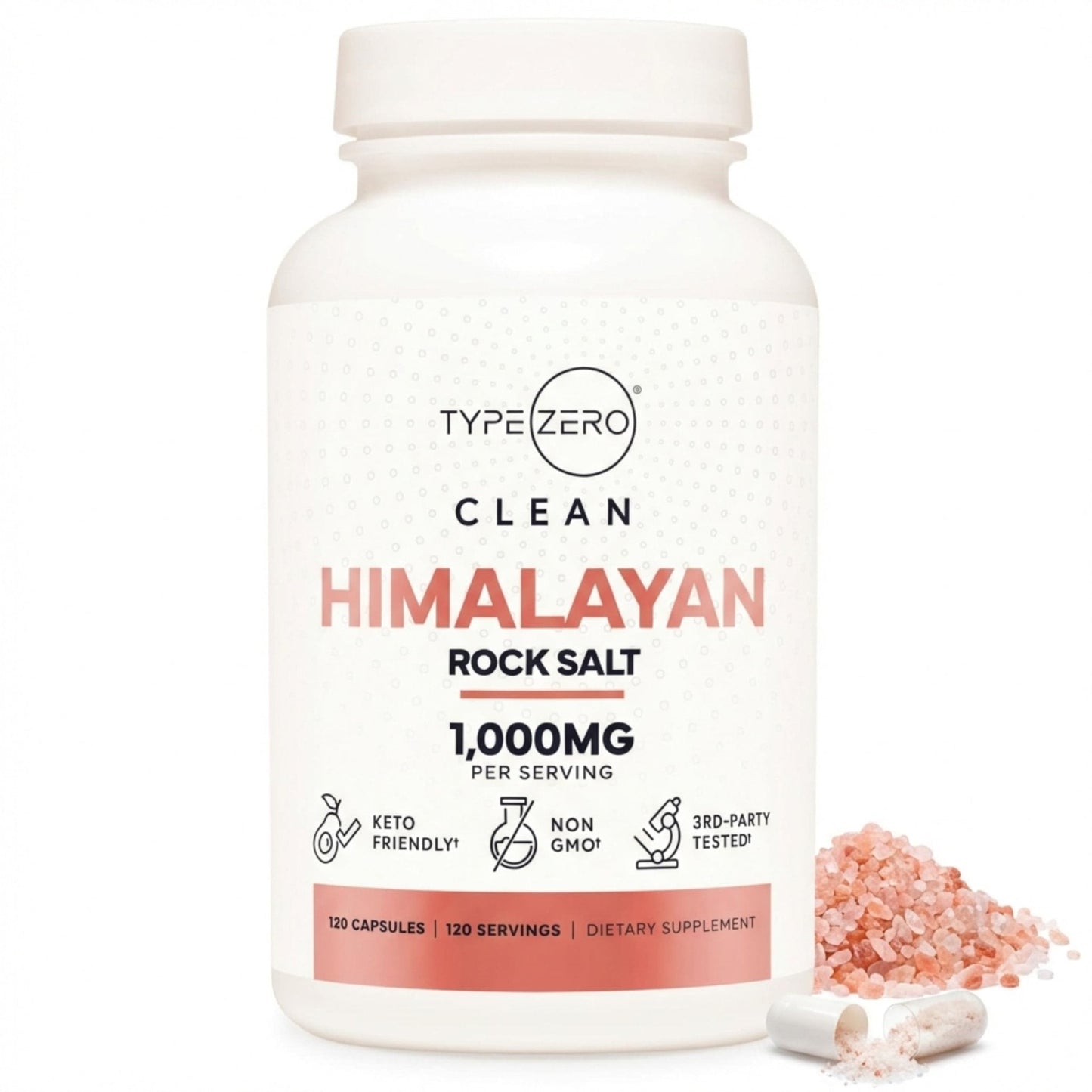 Type Zero Himalayan Rock Salt Capsules (120 Capsules) (1000mg per Serving) - Maple Wellness Supplements