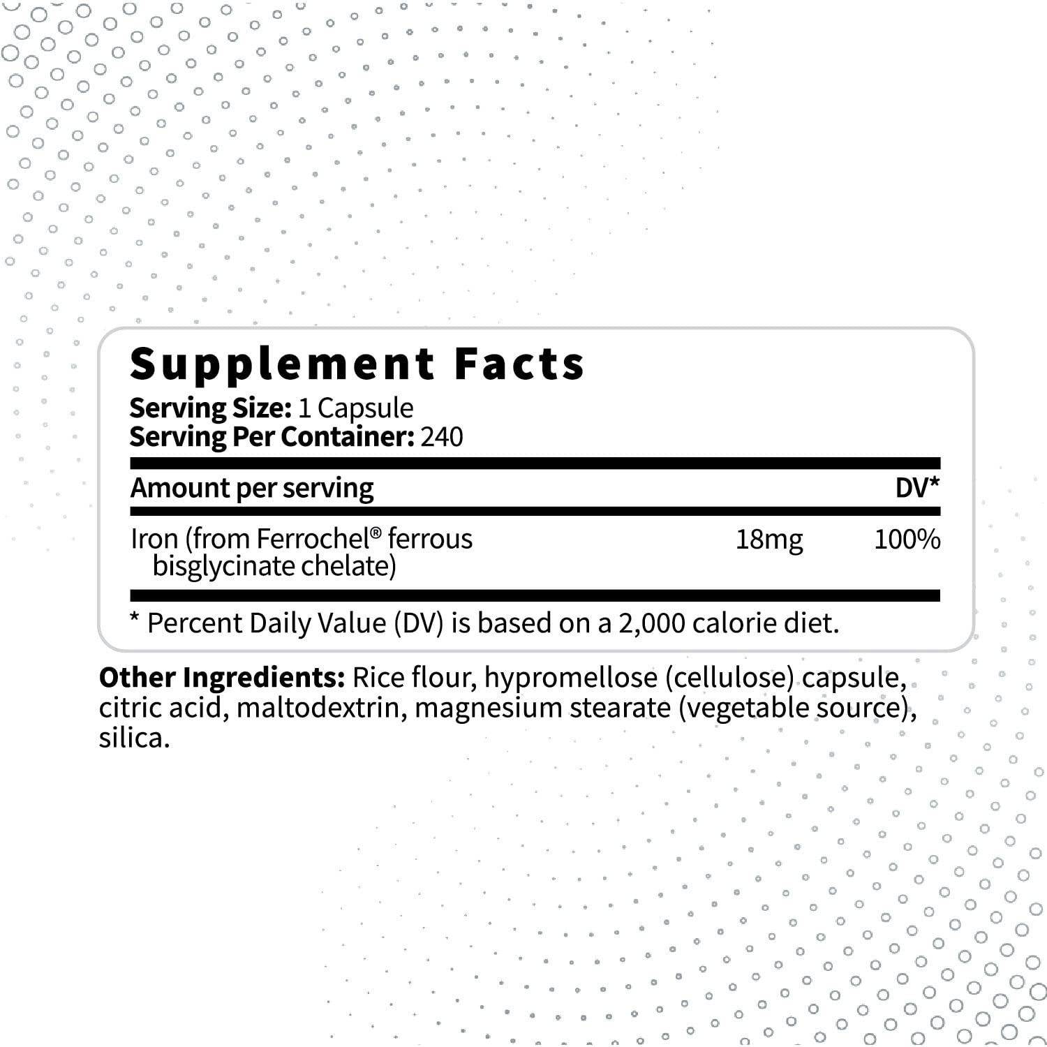 Type Zero Iron Chelate Capsules (18 MG, 240 CAPS) from Ferrochel Ferrous Bisglycinate Chelate - Non-GMO and Gluten Free - Maple Wellness Supplements