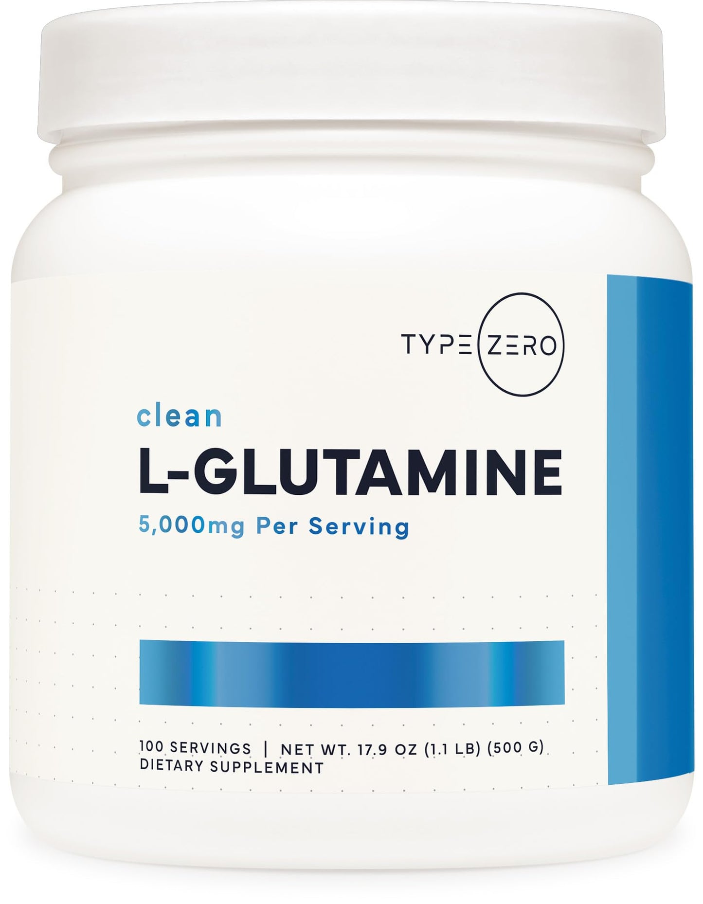 Type Zero L-Glutamine Powder (500G) 3-Month Supply Pure L-Glutamine Supplement - Vegan, Gluten Free, No Fillers - Maple Wellness Supplements