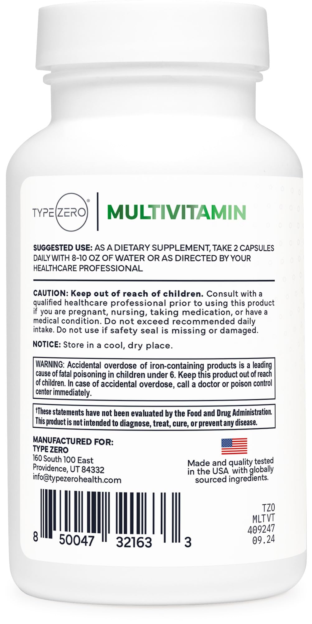 Type Zero Multivitamin Capsules (120 Capsules) (1300 mg) - with Probiotics + 22 Vitamins and Minerals, GMO-Free - Maple Wellness Supplements