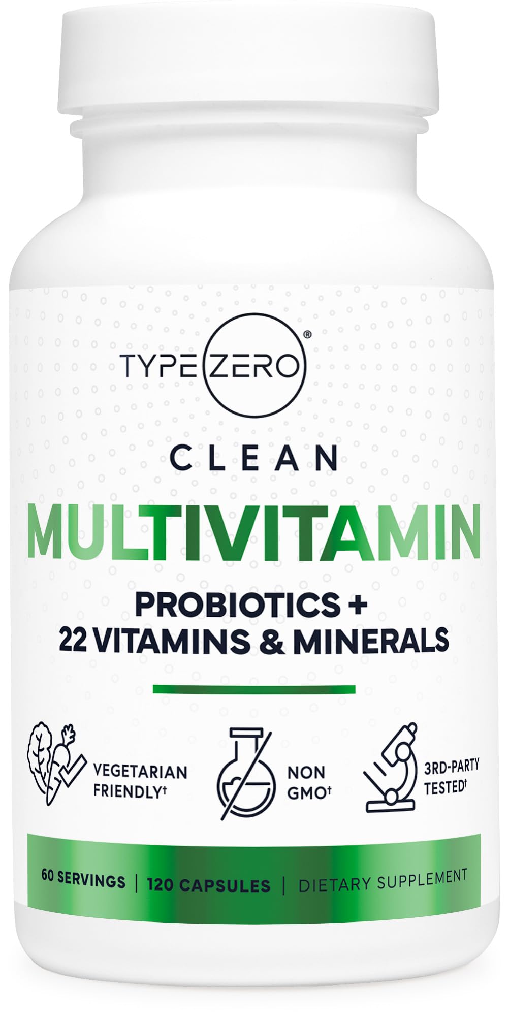Type Zero Multivitamin Capsules (120 Capsules) (1300 mg) - with Probiotics + 22 Vitamins and Minerals, GMO-Free - Maple Wellness Supplements