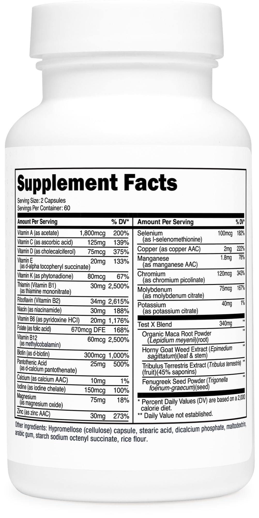 Type Zero Multivitamin Capsules for Men (120 Capsules) (1200 mg) - Gluten-Free, 60 Servings - Maple Wellness Supplements