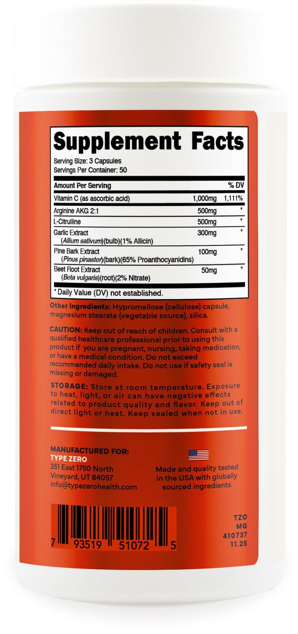Type Zero Nitric Oxide 6X Booster, 150 Veggie Capsules - Natural Supplement - Beetroot, Arginine AKG, Citrulline, Pine Bark, Garlic & VIT C | Nitrous Oxide - Maple Wellness Supplements