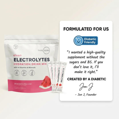 Type Zero Sugar Free Electrolytes Powder Packets + Clean Hydration Powder Stick Packs with 14 Vitamins and Minerals - Watermelon Flavor, 30 Servings - Maple Wellness Supplements
