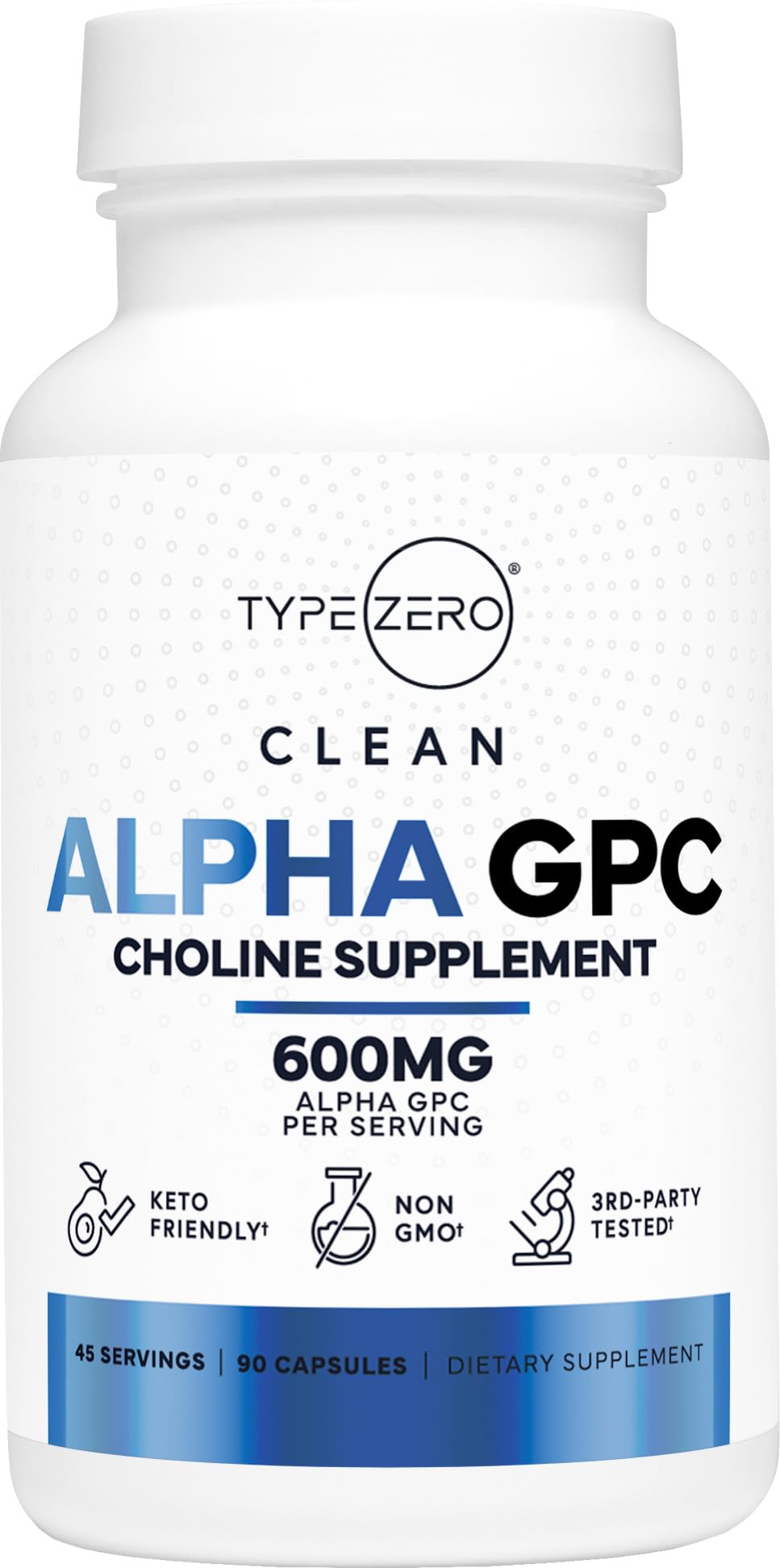 Type Zero Ultra Clean Alpha GPC Choline Supplement (600mg | 90 Capsules) Soy Free, Non-GMO Nootropics Alpha GPC 600mg / 300mg; Alpha-GPC Brain Memory and Focus Supplements - Maple Wellness Supplements