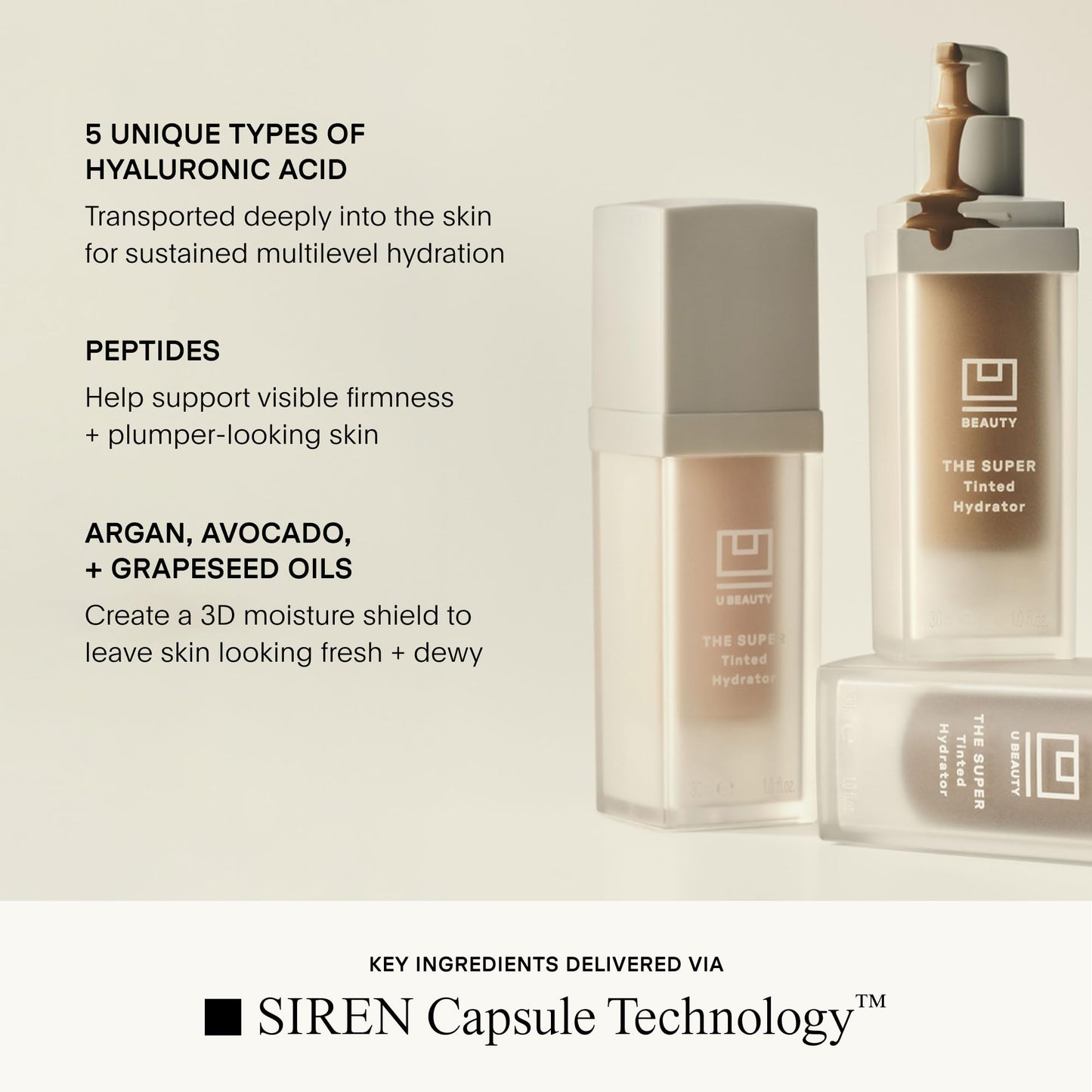U Beauty The Super Tinted Hydrator Hyaluronic Acid Moisturizing Cream - Mega-Dose Skin Hydrator for Supple, Smooth, and Softer-Looking Skin For Up To 48 Hours - Shade 6-1.0 oz - Maple Wellness Supplements
