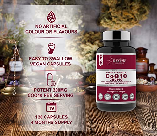 Ubiquinone Coenzyme Q10 300mg Softgel Capsules, 120 Super Strength Vegan Friendly - Maple Wellness Supplements