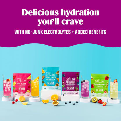 Ultima Replenisher Crave Killer Supplement and Electrolytes Powder – Tropical Fusion, 14 Stickpacks – Hydration Packets that Kick Cravings to The Curb - Maple Wellness Supplements