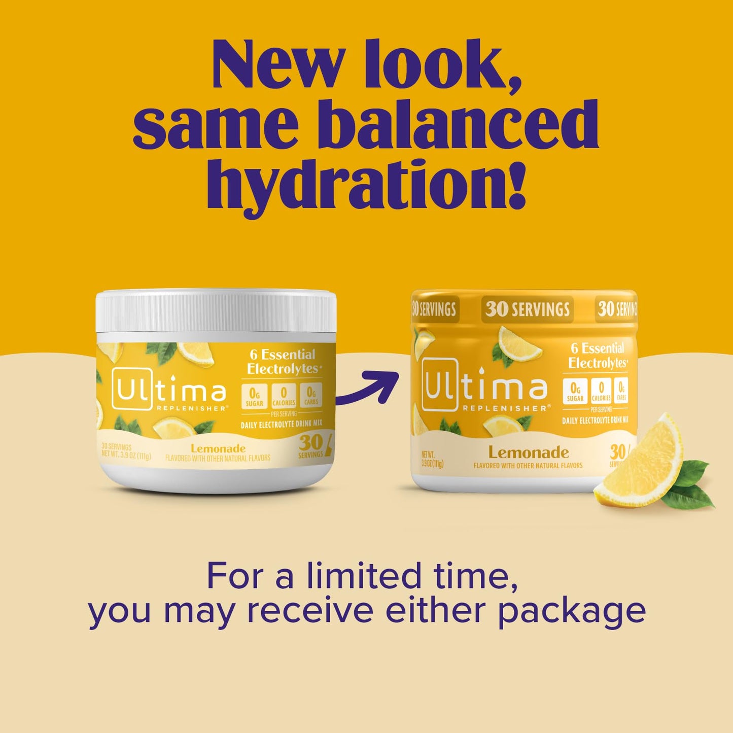 Ultima Replenisher Daily Electrolyte Powder Drink Mix – Lemonade, 30 Servings Canister – Zero Sugar Hydration Powder with 6 Electrolytes & Minerals - Maple Wellness Supplements